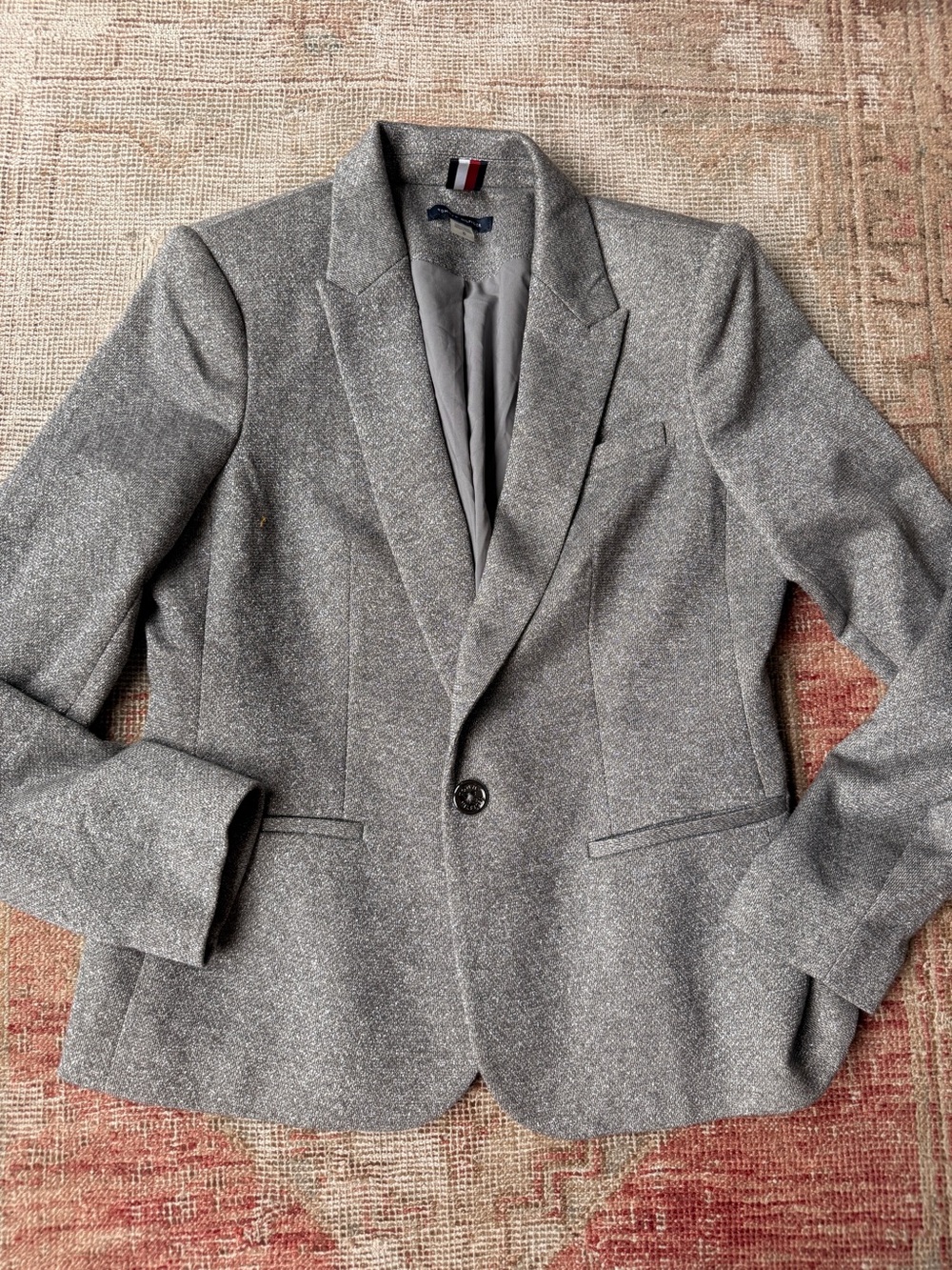 Tommy Hilfiger Gray Single-Button Wool-Blend Blazer
